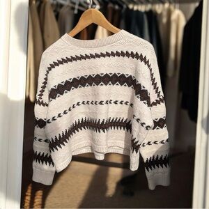 Polo Ralph Lauren Cream and Brown Patterned Sweater
